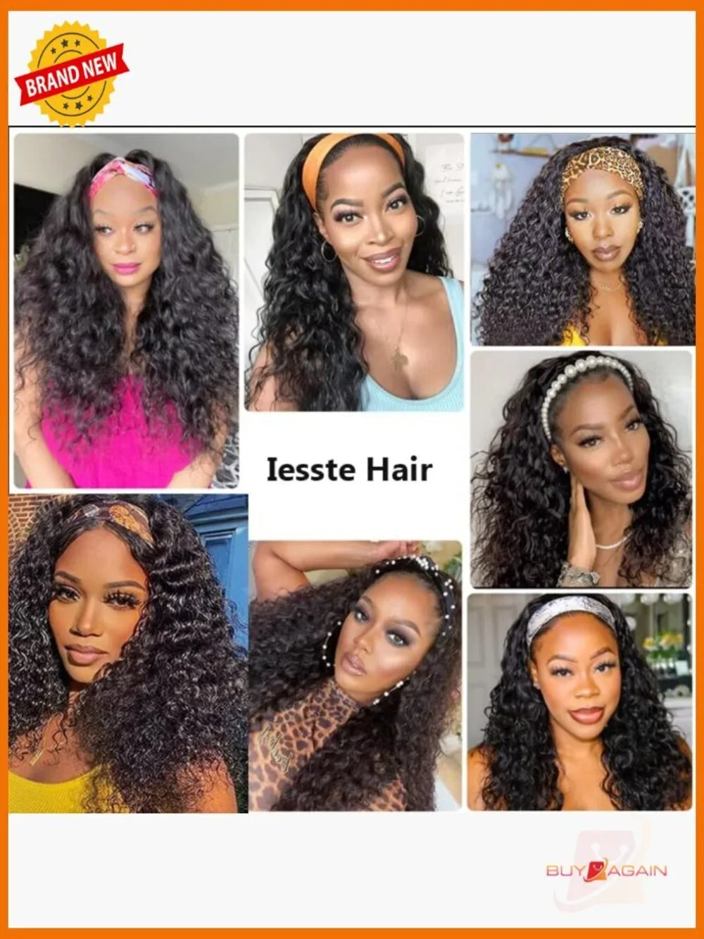 Deep Wave Human Hair Headband Wig 26 Inch 180 Density Glueless Half Wig